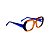 Armação para óculos de Grau Gustavo Eyewear G116 11. Cor: Laranja e azul translúcido. Haste azul. - Imagem 3