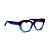 Óculos de Grau G107 5 em animal print e azul, com as hastes azuis. Clássico - Imagem 2