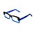 Armação para óculos de Grau Gustavo Eyewear G35 10. Cor: Preto, fumê e azul translúcido. Haste azul. - Imagem 3