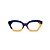 Armação para óculos de Grau Gustavo Eyewear G70 13. Cor: Azul e caramelo translúcido. Haste azul. - Imagem 1