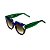 Óculos de Sol Gustavo Eyewear G135 4. Cor: Azul, acqua e fumê translúcido. Haste verde. Lentes cinza. - Imagem 3