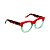 Armação para óculos de Grau Gustavo Eyewear G57 11. Cor: Vermelho opaco e acqua translúcido. Haste animal print. - Imagem 2