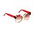 Óculos de Sol Gustavo Eyewear G57 3. Cor: Âmbar, marrom e vermelho translúcido. Haste vermelha. Lentes marrom. - Imagem 2