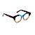 Armação para óculos de Grau Gustavo Eyewear G71 28. Cor: Âmbar, preto e azul translúcido. Haste animal print. - Imagem 2