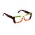 Armação para óculos de Grau Gustavo Eyewear G81 8. Cor: Marrom e âmbar translúcido com verde e laranja citrus. Hastes animal print. - Imagem 2