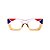 Armação para óculos de Grau Gustavo Eyewear G79 8. Cor: Âmbar e cristal translúcido com vermelho e azul opaco. Haste animal print. - Imagem 1