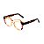 Armação para óculos de Grau Gustavo Eyewear G37 14. Cor: Âmbar translúcido, marrom, vermelho e azul. Haste animal print. - Imagem 3