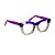 Armação para óculos de Grau Gustavo Eyewear G69 30. Cor: Fumê translúcido, azul e violeta. Haste violeta. - Imagem 2