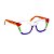 Armação para óculos de Grau Gustavo Eyewear G69 31. Cor: Cristal, azul, vermelho e verde citrus. Haste laranja. - Imagem 3