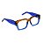 Armação para óculos de Grau Gustavo Eyewear G128 8. Cor: Âmbar e azul. Hastes azul. - Imagem 3
