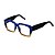 Armação para óculos de Grau Gustavo Eyewear G128 17. Cor: Azul carbono opaca, azul translúcido e âmbar. Hastes preta. - Imagem 3