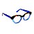 Óculos de Grau G71 2 em animal print e azul com as hastes azuis. Clássico - Imagem 2
