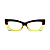 Óculos de Grau G81 9 em animal print e amarelo com as hastes marrom. Clássico - Imagem 1