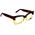 Óculos de Grau G81 9 em animal print e amarelo com as hastes marrom. Clássico - Imagem 2