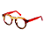 Óculos de Grau G66 4 nas cores âmbar, vermelho e fumê com as hastes vermelhas. Modelo unisex - Imagem 3