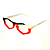 Óculos de Grau Gustavo Eyewear G153 8 nas cores preto, branco e laranja, com as hastes brancas. Origem - Imagem 3