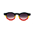 Óculos de Sol Gustavo Eyewear G29 2 nas cores azul, amarelo e vermelho, com as hastes Animal Print e lentes cinza degradê. Origem - Imagem 1