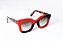 Óculos de Sol Gustavo Eyewear G31 3 nas cores vermelha e preta, com as hastes animal print e lentes cinza. - Imagem 2