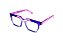 Óculos de Grau G159 4 em tons de azul e lilás, com as hastes lilás. - Imagem 2