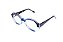 Óculos de Grau G157 5 em tons de azul e películas prateada e preta, com as hastes pretas. - Imagem 2