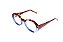 Óculos de Grau G157 6 em Animal Print e azul, com as hastes marrom. Clássico - Imagem 2