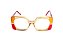 Óculos de Grau G154 2 na cor âmbar e películas dourada e vermelha, com as hastes vermelhas. - Imagem 1
