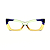 Óculos de Grau G81 3 nas cores âmbar, acqua e azul, com as hastes violeta. - Imagem 1