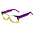 Óculos de Grau G81 3 nas cores âmbar, acqua e azul, com as hastes violeta. - Imagem 3