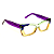 Óculos de Grau G81 3 nas cores âmbar, acqua e azul, com as hastes violeta. - Imagem 2