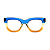 Óculos de Grau Gustavo Eyewear G57 5 nas cores azul, âmbar e caramelo, com as hastes azuis. - Imagem 1