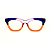 Óculos de Grau Gustavo Eyewear G69 7 nas cores laranja, azul e lilás, com as hastes pretas. - Imagem 1
