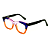 Óculos de Grau Gustavo Eyewear G69 7 nas cores laranja, azul e lilás, com as hastes pretas. - Imagem 3