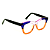 Óculos de Grau Gustavo Eyewear G69 7 nas cores laranja, azul e lilás, com as hastes pretas. - Imagem 2