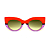 Óculos de Sol G13 7 nas cores vermelho, lilás e preto, com as hastes animal print e lentes marrom. - Imagem 1