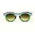 Óculos de Sol G66 4 nas cores prata e verde, com as hastes em animal print e lentes verdes. Modelo unisex - Imagem 1