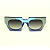 Óculos de Sol Gustavo Eyewear G137 8 nas azul e prata, hastes azuis e lentes cinza degrade. - Imagem 1