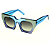 Óculos de Sol Gustavo Eyewear G137 8 nas azul e prata, hastes azuis e lentes cinza degrade. - Imagem 3