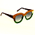 Óculos de Sol Gustavo Eyewear G12 2 nas cores doce de leite, verde e branco, com as hastes pretas e lentes marrom. Origem - Imagem 2
