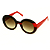 Óculos de Sol Gustavo Eyewear G61 4 nas cores preto, marrom e vermlaho, hastes vermelhas e lentes marrom degrade. Origem. - Imagem 3