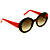 Óculos de Sol Gustavo Eyewear G61 4 nas cores preto, marrom e vermlaho, hastes vermelhas e lentes marrom degrade. Origem. - Imagem 2