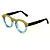 Óculos de Grau G66 7 nas cores cinza e azul, com as hastes pretas. Modelo unisex. - Imagem 3