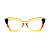 Óculos de Grau Gustavo Eyewear G111 7 na cor laranja com lisras azuis, vermelhas e douradas, com as hastes lilás. - Imagem 1