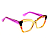 Óculos de Grau Gustavo Eyewear G111 7 na cor laranja com lisras azuis, vermelhas e douradas, com as hastes lilás. - Imagem 2