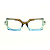 Óculos de Grau G127 3 nas cores azul, caramelo e prata, hastes pretas. - Imagem 1