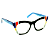 Óculos de Grau Gustavo Eyewear G69 17 nas cores preta, azul, prata, vermelho e amarelo. Hastes azuis. - Imagem 2