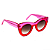 Óculos de Sol Gustavo Eyewear G48 6 em rosa e vermelho, hastes rosas e lentes cinza. - Imagem 2