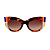 Óculos de Sol Gustavo Eyewear G13 5 em Animal Print, laranja, azul, amarelo e prata, hastes azuis e lentes marrom. Art Deco - Imagem 1