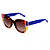 Óculos de Sol Gustavo Eyewear G13 5 em Animal Print, laranja, azul, amarelo e prata, hastes azuis e lentes marrom. Art Deco - Imagem 3