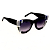 Óculos de Sol Gustavo Eyewear G48 8 em perto, azul, verde e prata, hastes pretas e lentes cinza. Art Deco - Imagem 2