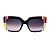 Óculos de Sol Gustavo Eyewear G59 6 em preto, azul, laranja, amarelo e prata, hastes pretas e lentes cinza. Art Deco - Imagem 1